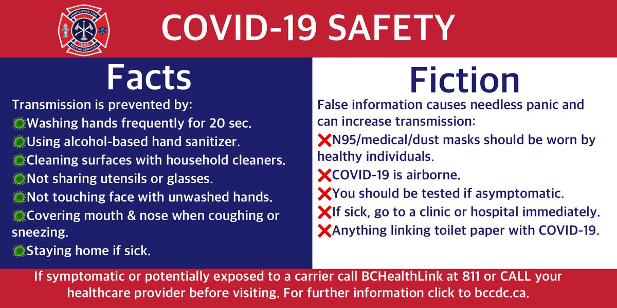 When faced with a widespread and evolving situation, misinformation can propagate quickly and hinder everyone’s safety. Heard something that raises an eyebrow? Click to BCCDC.ca for the most current &amp; correct information on #covid19 including what to do if sick.