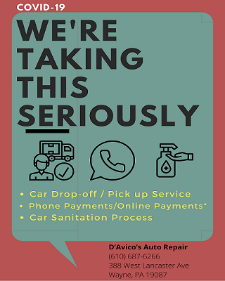 DAVICOSAUTO's tweet image. With this recent Corona Virus pandemic, we are offering free drop-off and pickup,  car sanitation with Lysol air disinfectant spray and payment via phone or online. Also we can setup the car with the keys in it so you have no human contact. #Davicosautorepair #coronavirus