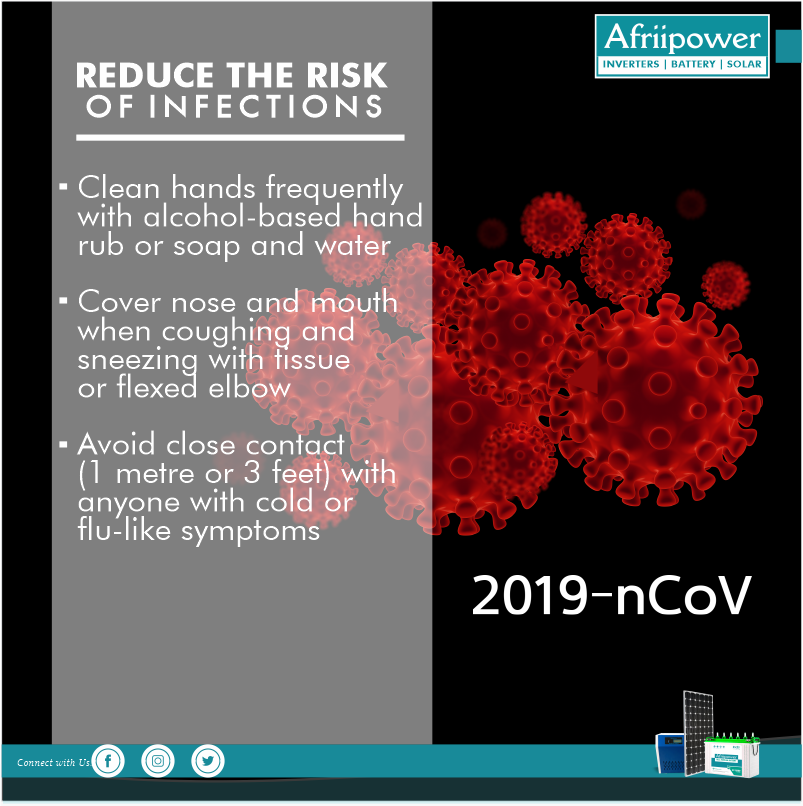 afriipower's tweet photo. #TIPS to reduce #CORONAVIRUS infection.

1. Clean hands frequently with alcohol-based hand rub or soap and water

2. Cover nose and mouth when coughing and sneezing with tissue or flexed elbow

3. Avoid close contact (1 metre or 3 feet ) with anyone with cold or flu-like symptoms https://t.co/rCiC2bhJmm