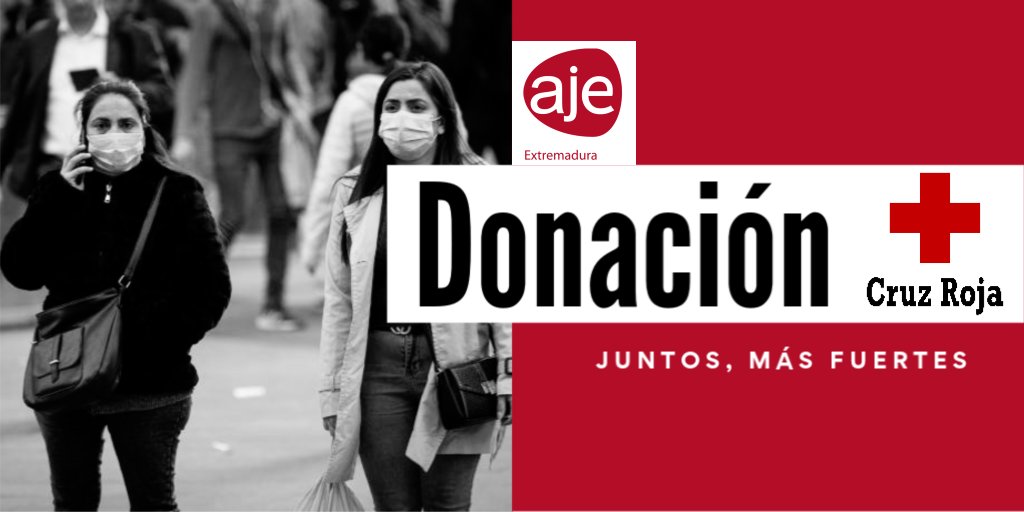 AJEEXTREMADURA's tweet photo. Gracias a nuestros asociados desde #AJEExtremadura podemos donar el 20% de sus cuotas en las campañas de la @CruzRojaEX para #frenarlacurva
.
.
.
#RSE #RSC https://t.co/d2IZsTuC2z