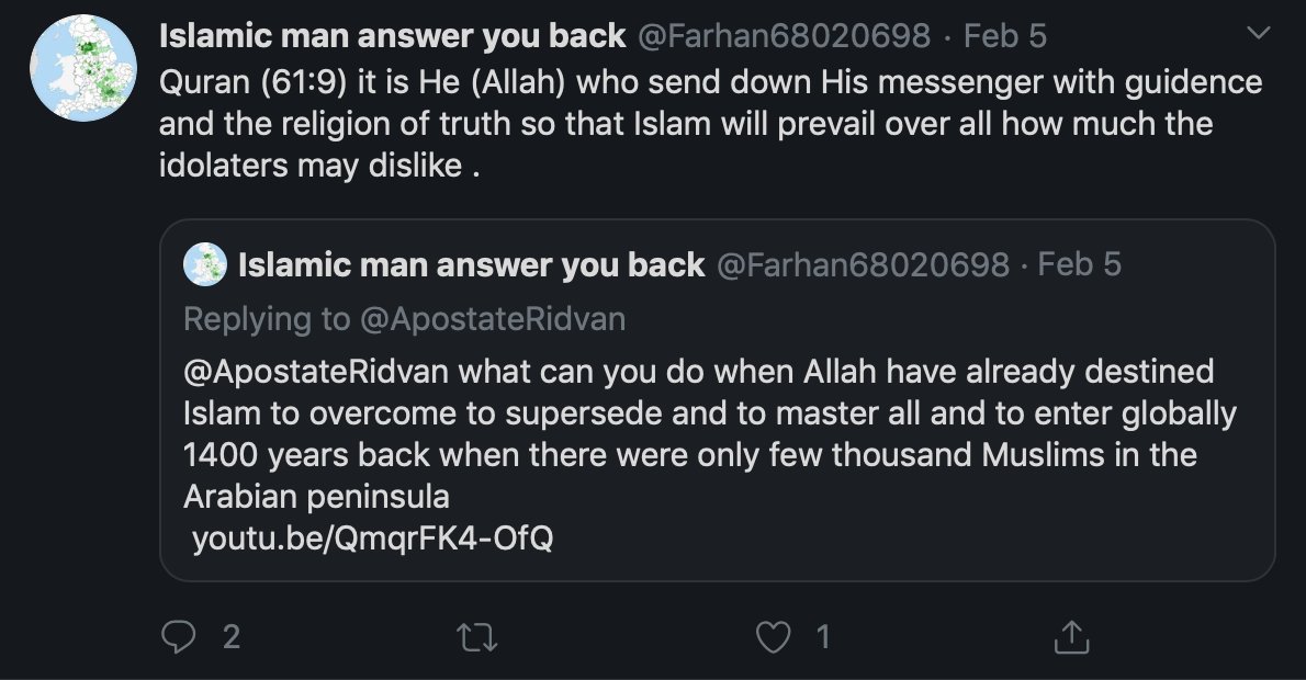 Islam & Christianity unfortunately have a goal. That goal is to not co-exist with other religions, but to prevail over them. These religions see it as their duty to convert all to the god of their belief. As this twitter user, who called me an idolator kindly educated me: