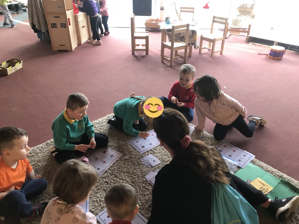StSerfsPS's tweet photo. Nursery had a buzz of learning today with lots of small focus group learning taking place, Mrs S & learners continued to develop their coinage awareness by playing bingo! Learners then took turns to be the bingo caller before shouting BINGO! #earlynumera #focussedlearning https://t.co/lDR2aniX1J