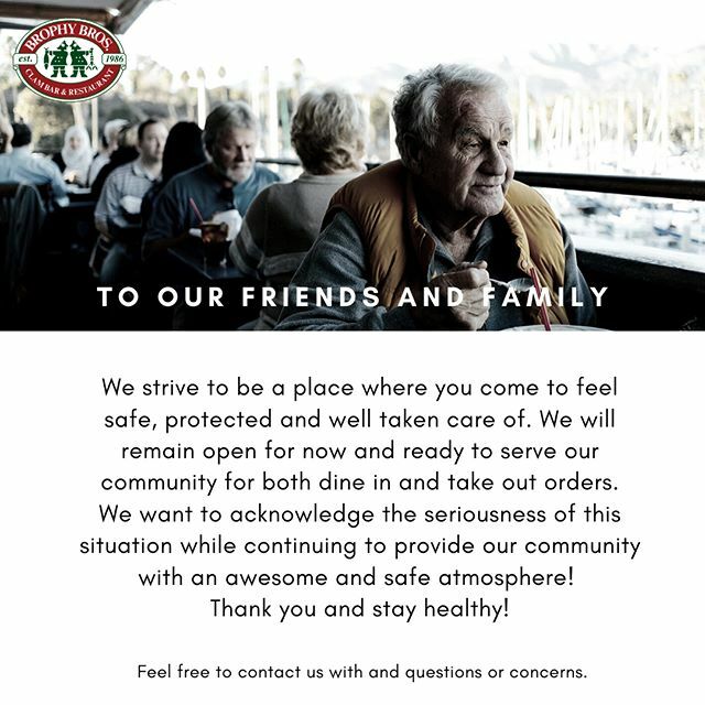 brophys's tweet image. To Our Friends and Family - We strive to be a place where you come to feel safe, protected and well taken care of. We will remain open for now and ready to serve our community for both dine in and take out orders.
We want to acknowledge the seriousness o… ift.tt/38UWLkI