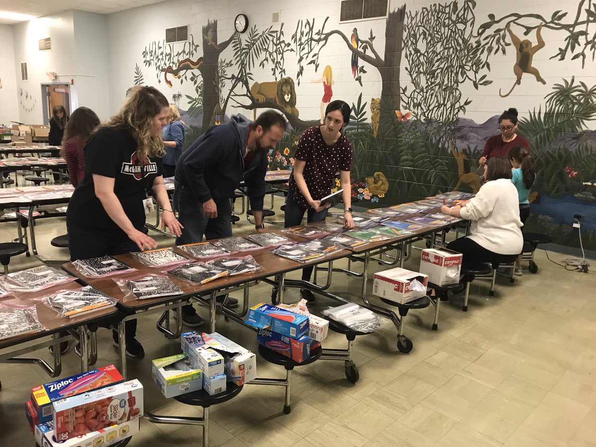 MES_PRIDE's tweet photo. So proud of the MES staff for always putting children first.  They spent Friday preparing care packages for every student and their families.  Planning a drive-thru distribution for Wednesday, March 18 from 4:00-7:00 pm.  We’re in this together! https://t.co/kji2xll5zZ