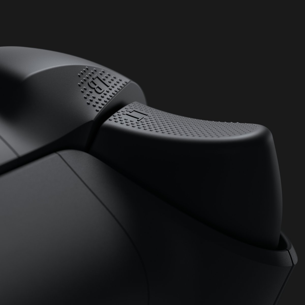 Close up of the Xbox controller’s left trigger and its gripping. 