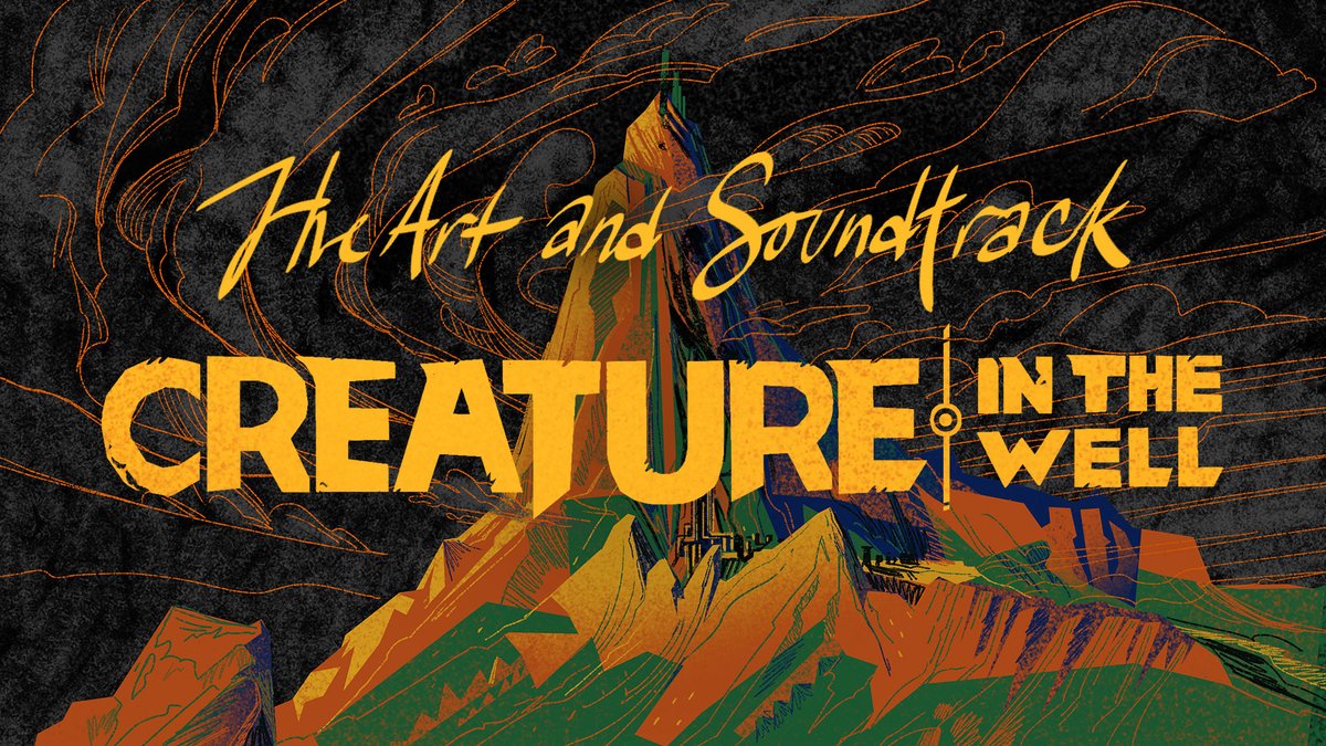CreatureWell's tweet image. Delve even deeper into the mountain. 

Creature in the Well 🎶soundtrack by @JimFowlerMusic and 🎨 art book, available March 31 on @Steam bit.ly/2xCZulX