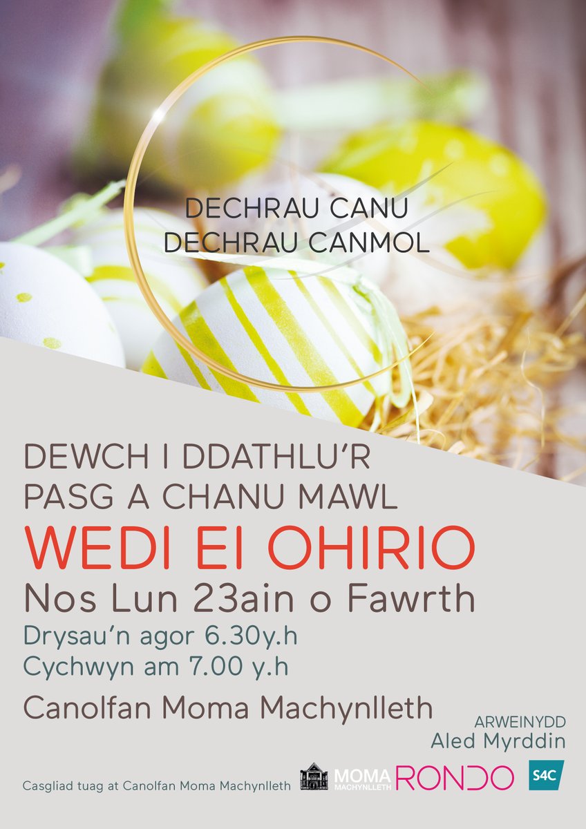 Yn anffodus, mae'r canu mawl yng Nghanolfan Moma, Machynlleth, wedi ei ohirio.

#yagym