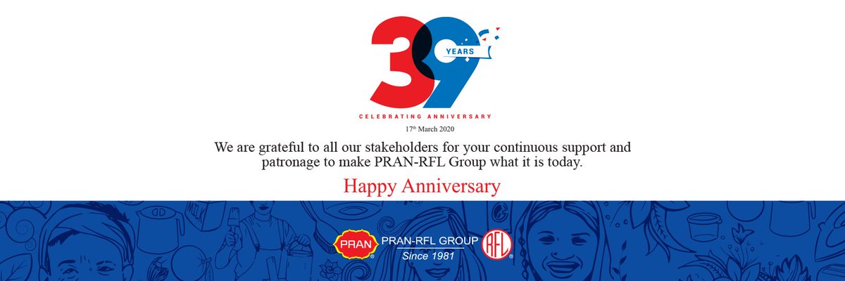 Best wishes to all from PRAN-RFL Group on the occasion of 39th anniversary
#PRAN_RFL_Group