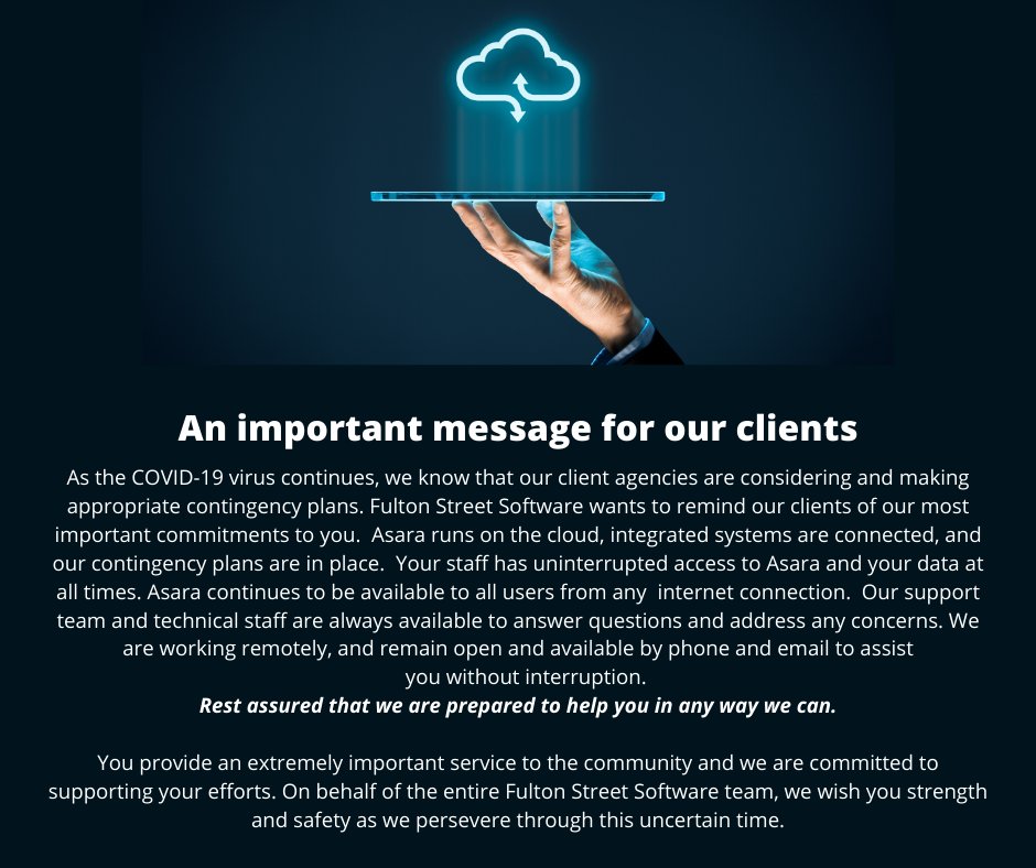 FultonStSoft's tweet image. We stand ready to support our clients during this crisis.