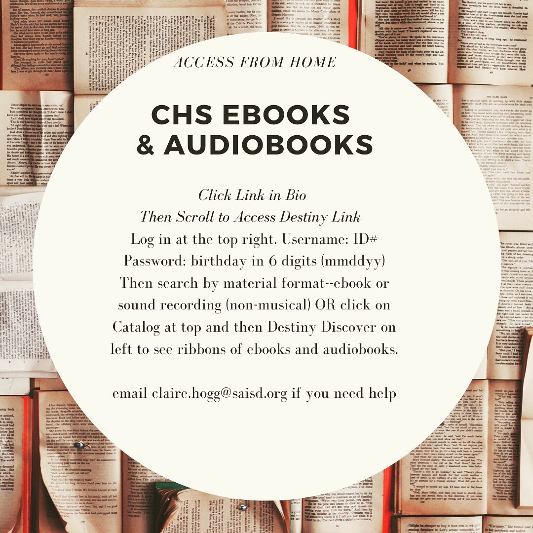 Ebooks and audiobooks, yes please!  Bobcats, click link in bio and follow instructions to access. Stay safe and read! @CentralCan <a href="/SanAngeloISD/">San Angelo ISD</a>