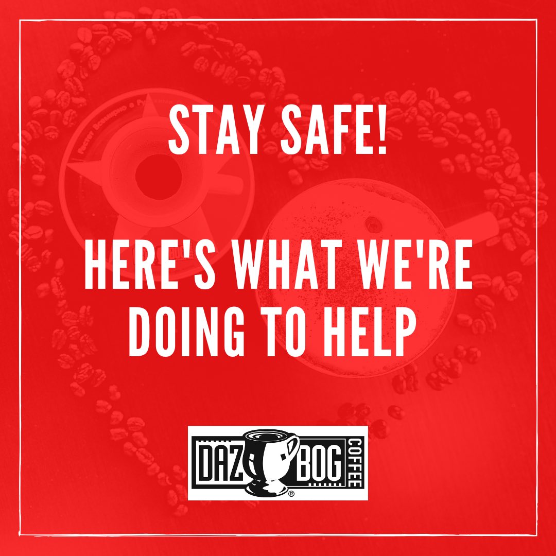 Dazbog's tweet photo. Many of you are aware: the COVID19 situation across the country is quite fluid, changing hourly. In order to help prevent further spread of COVID-19, DAZBOG is taking CDC direction – we are limiting social gathering at all of our locations, by implementing a take away only policy https://t.co/2NJyy0uC4z