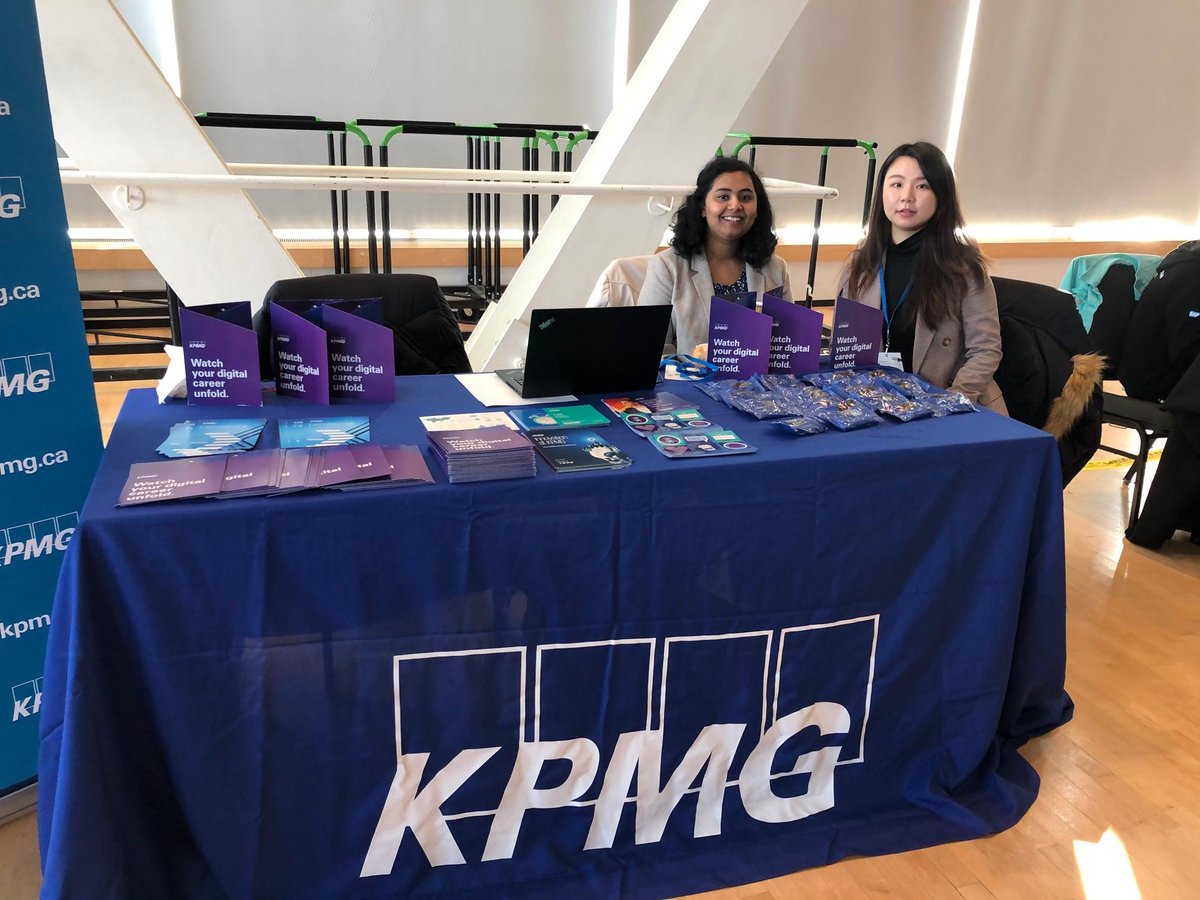 KPMG_Canada's tweet photo. We were at the CMD-F hackathon in Vancouver, which is the largest all female hackathon in Canada! Claudia and Divya from Lighthouse also conducted a workshop on how to stand out in the technology space 💻 #cmdf #KPMGdigital #LetsDoThis https://t.co/IBofSmW7EV