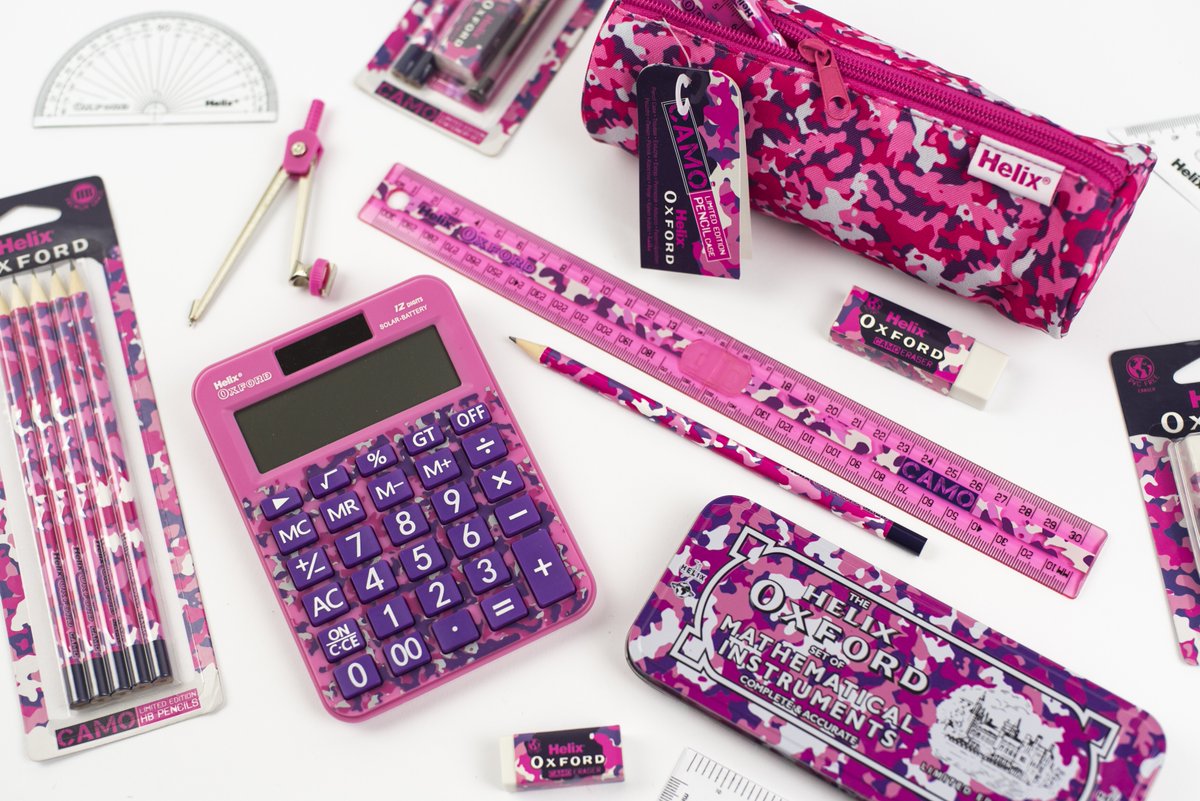 MapedHelix_UK's tweet photo. Today’s #MondayFunday is the Helix Oxford Camo Range in pink. All new for 2020!​
​
We are loving the look of the Oxford Camo Maths set...a stylish school essential!​
​
**Available Now**​
​
#CamoCollection #StationeryEssentials #MondayFunday https://t.co/RZC4ttgeDA