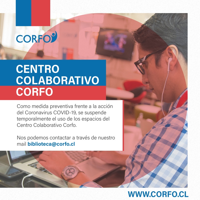 Corfo's tweet photo. Debido a la contingencia nuestro Centro Colaborativo de Moneda #921 permanecerá cerrado hasta nuevo aviso. Para evitar viajes innecesarios recuerda hacer tus consultas a través de los canales de atención contacto@corfo.cl o llamando al 600 586 8000 #CuidémonosEntreTodos https://t.co/vT51QZ6QH7