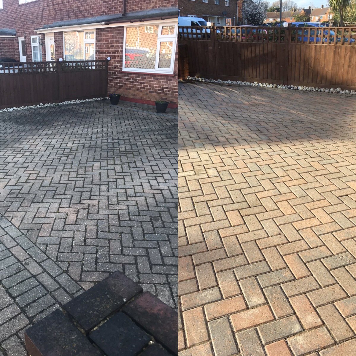 spruceitup2's tweet photo. 100m2 of drive and patio pressure washed today with 22metres of gutter vacuumed and cleaned gutter,fascia and soffit , with windows and doors cleaned to finish off the spring clean π¦β¨ππΌcustomer first time clean with pure water and couldnβt believe the finish #spruceitup https://t.co/b34sPv5k72
