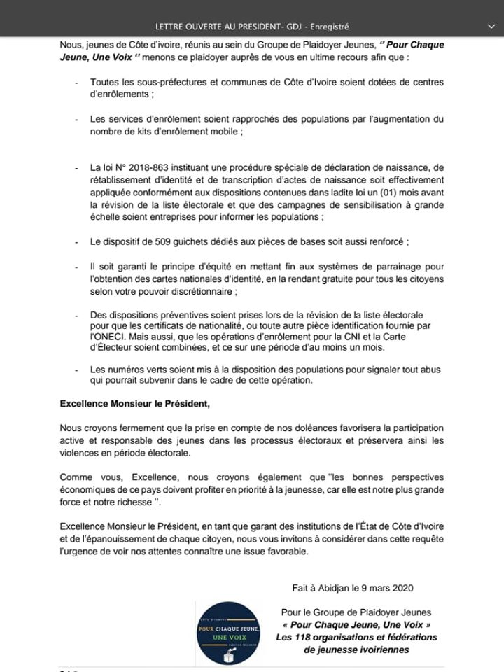lejepadci's tweet image. Lettre ouverte des ONG de jeunes au Président de la République