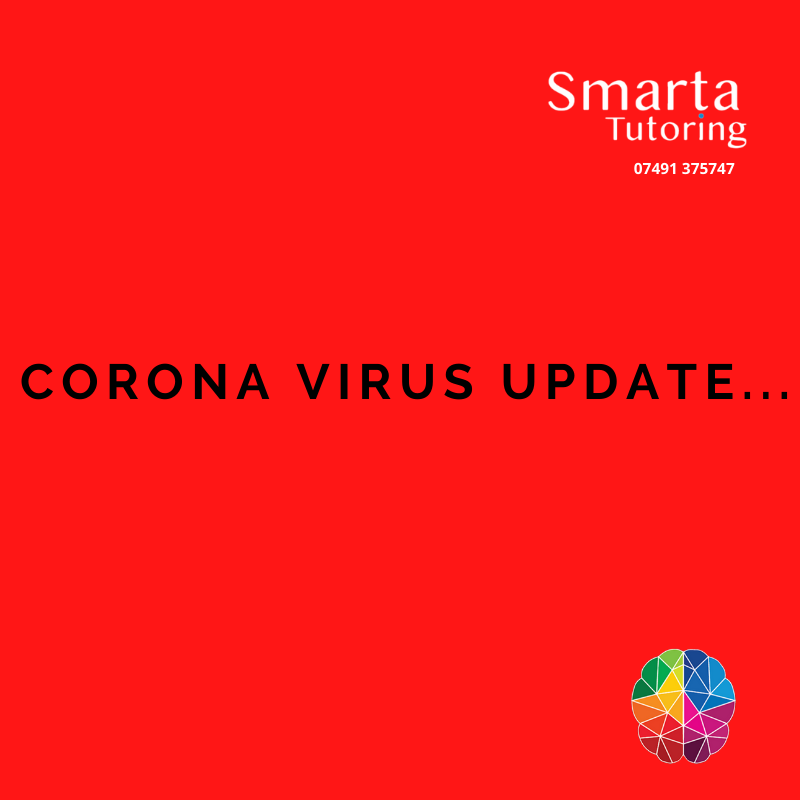 TutoringSmarta's tweet photo. **CORONA VIRUS UPDATE**

Schools have not yet closed, so all sessions here at SmartaTutoring are continuing on as normal.

Updates will be provided immediately if any changes take place.

#CoronavirusOutbreak #coronavirus #corona https://t.co/kzLBN0sNvn