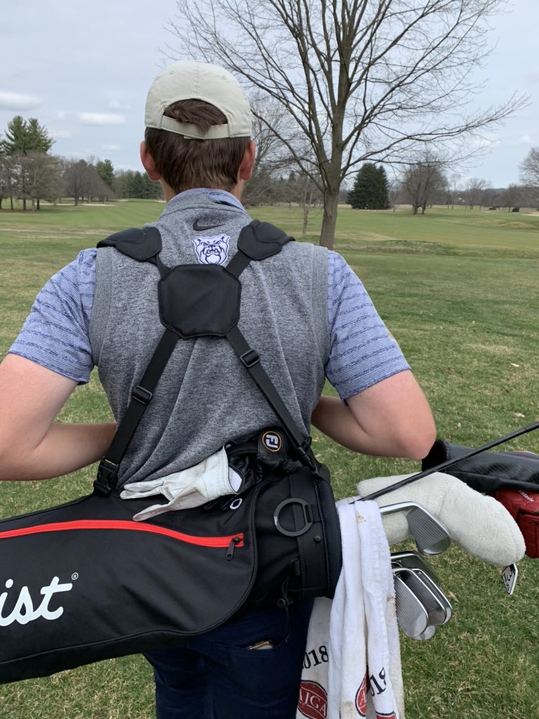 JakeHoustonGolf's tweet photo. Practicing #SocialDistancing on the golf course today. @LukeSlish32 and I against a Bulldog and a Buckeye. This won’t end well....for them 😉. @WellsLuke7 @EngleGrant #elbowbump https://t.co/kD1fv37ix9