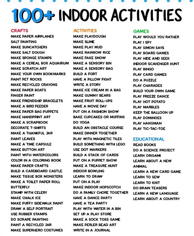 Mskatheriner's tweet photo. 100+ Indoor Activities! #GetCreative #StayAtHome #PLAY https://t.co/o9epKuVGLu