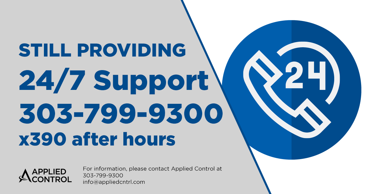 AppliedControl's tweet photo. The Applied Control leadership team has taken steps to continue to offer 24/7 coverage. Our emergency services line is always available at 303-799-9300 (x390 nights/weekends). More info: https://t.co/sCqfiYzVuY https://t.co/Iom0Z3qsex