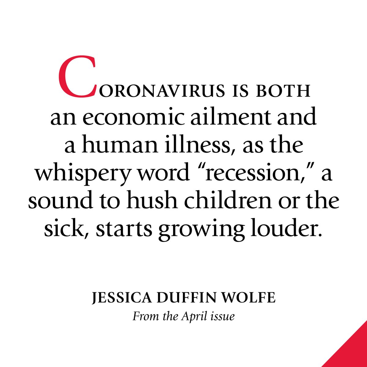 In "Pandemic," from our upcoming April issue, <a href="/jduffinwolfe/">Jessica Duffin Wolfe</a> reflects on the current health crisis. #COVIDCanada #COVID19 

Read more: bit.ly/39VS2AH.