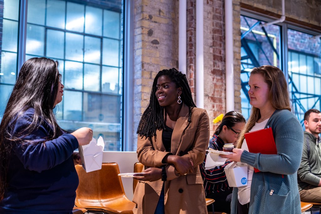 Shes4Sports's tweet photo. We hope this puts a smile on your face because we all need one. 😊Here's a snapshot of our #WomenSportsTechTO event. We laughed, talked about trends in #sports & #tech & gave advice to attendees who are interested in getting into the industry. #shes4sports https://t.co/YNLE2wwygv https://t.co/kPE07DmJI1