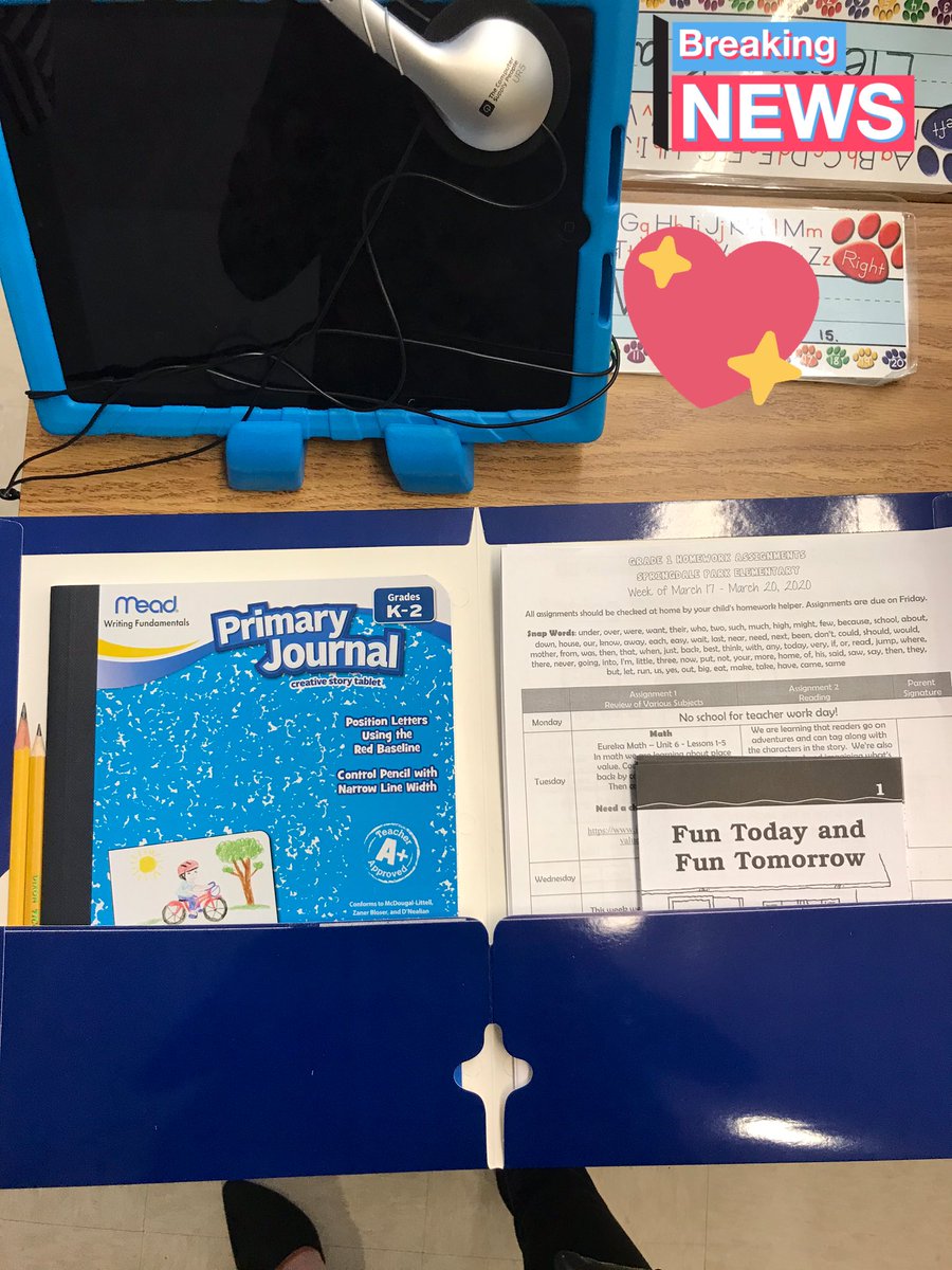 MGulledgeTeach's tweet photo. Check your child’s backpack! I sent home journals, books, pencils, crayons, iPads, and fun activities for your child while we’re #socialdistancing Thankful for #atlantapublicschools #tablet2read  #iteachfirst #bespark @TerryHarness @drjtoney @APS_SPARK @apsupdate @CarstarphenMJ https://t.co/rCHWpJigL6