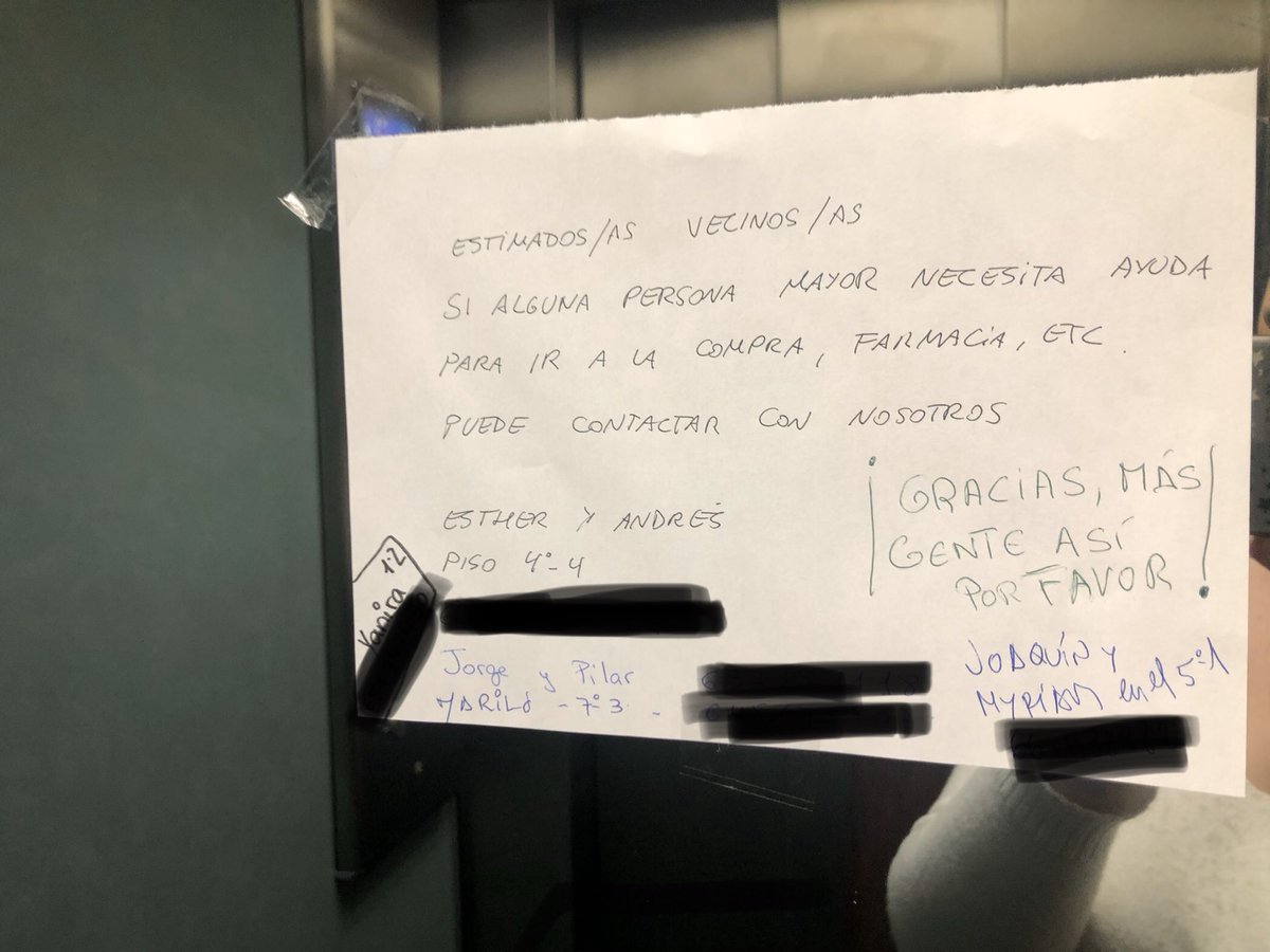 Tengo los mejores vecinos. La pena que me haya dado cuenta ahora por culpa de este dichoso #COVID19 y no antes. #yonomepuedoquedarencasa pero gracias a los que si lo estan haciendo #YoMeQuedoEnCasa #YafaltaUnDiaMenos para que esto pase. 👏🏼👏🏼👏🏼👏🏼👏🏼👏🏼👏🏼👏🏼 ANIMO!! Y FUERZA!!!