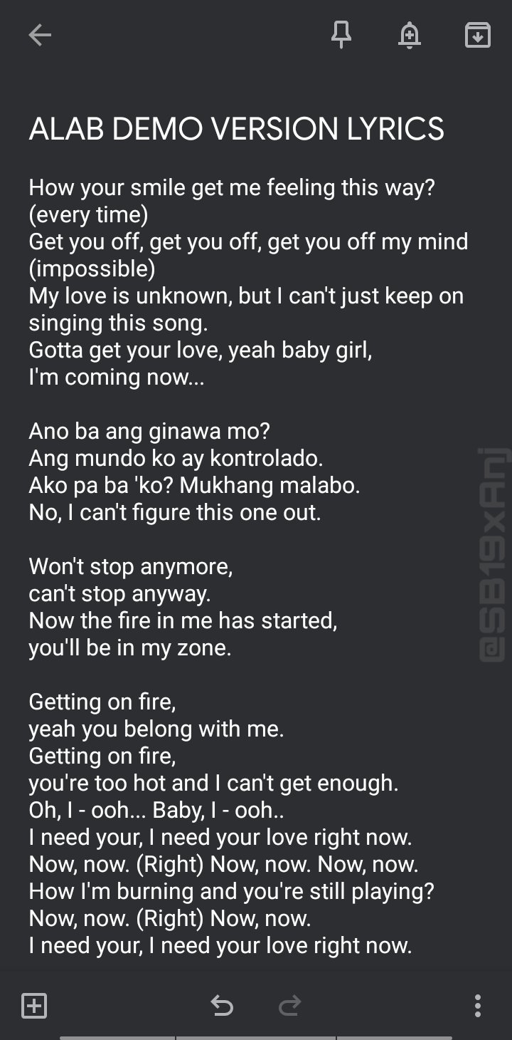 Anj Sino May Gusto Ng Lyrics Ng Demo Version Ng Alab Help By Correcting The Lyrics If In Case That I Misheard Some Parts Heeh Alabdancepractice Sb19live Sejun