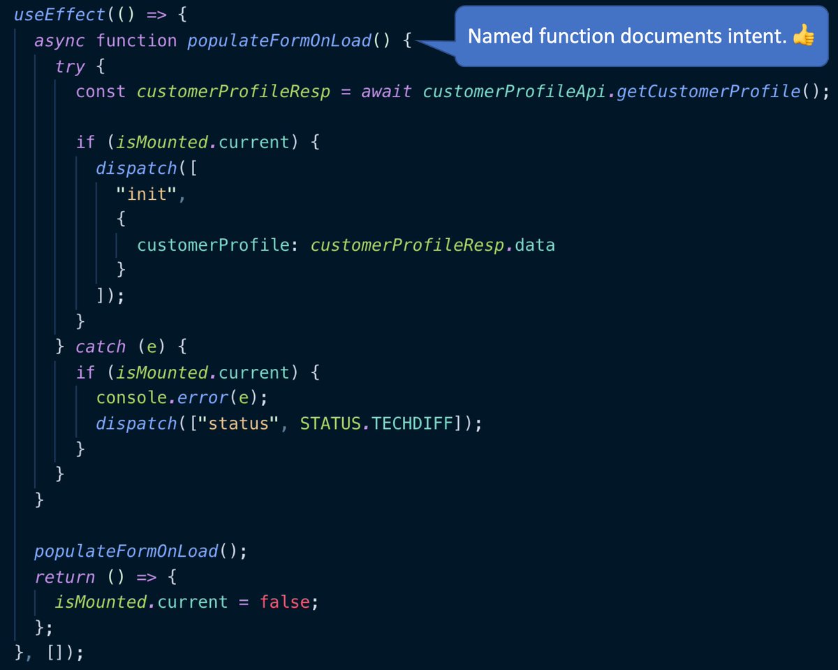 Cory House On Twitter I Hooks But Each Useeffect Should Clearly Convey Intent Simple Solution 1 Nest A Well Named Function 2 Call It Otherwise Useeffect Merely Says When Code Should Run