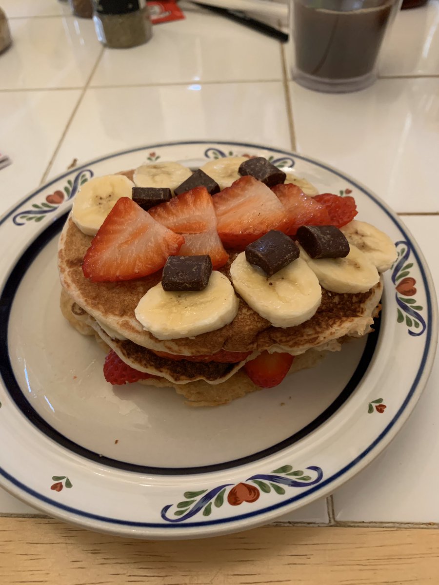 This was my first experiment with kodiak cakes. I made a stack. They were good.