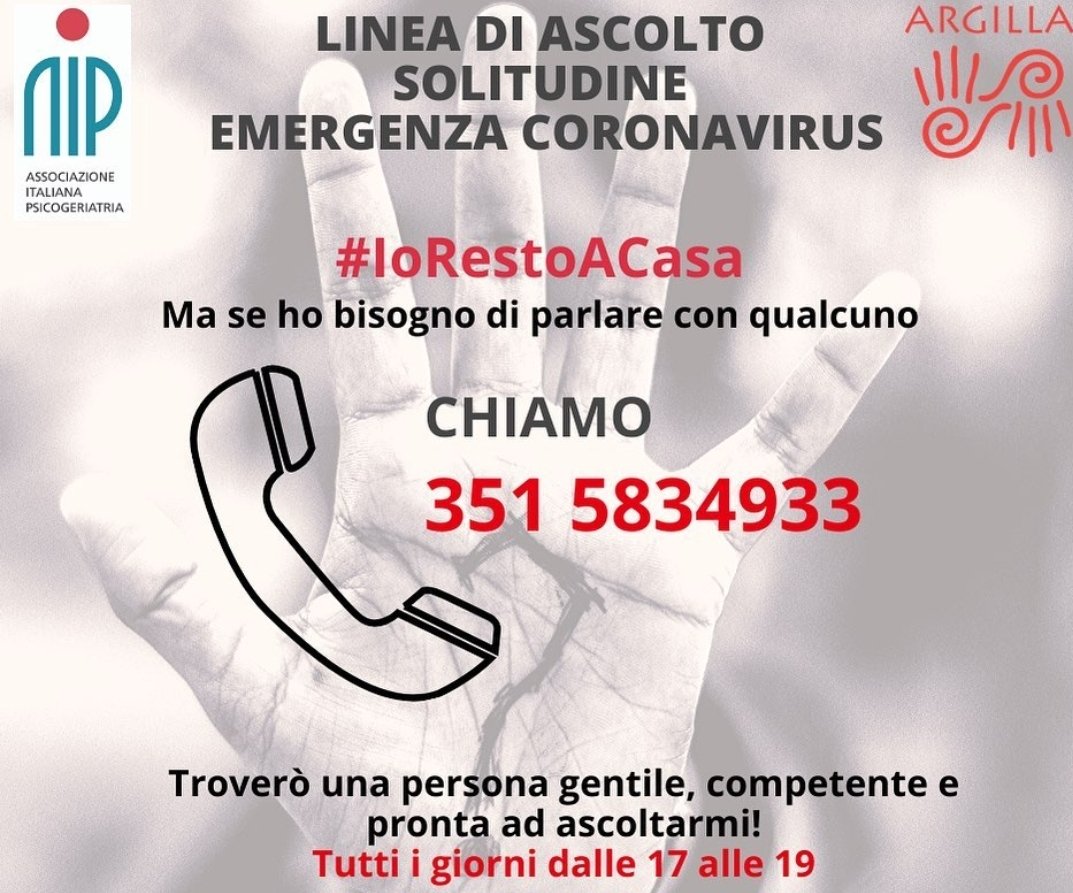 Christian Pozzi On Twitter Against The Loneliness Of People Due To The Covid19 Emergency In Italy Healthcare On The Front Line Even Occupational Therapists Are There No Profit Association Ass Argilla With Aip Italia