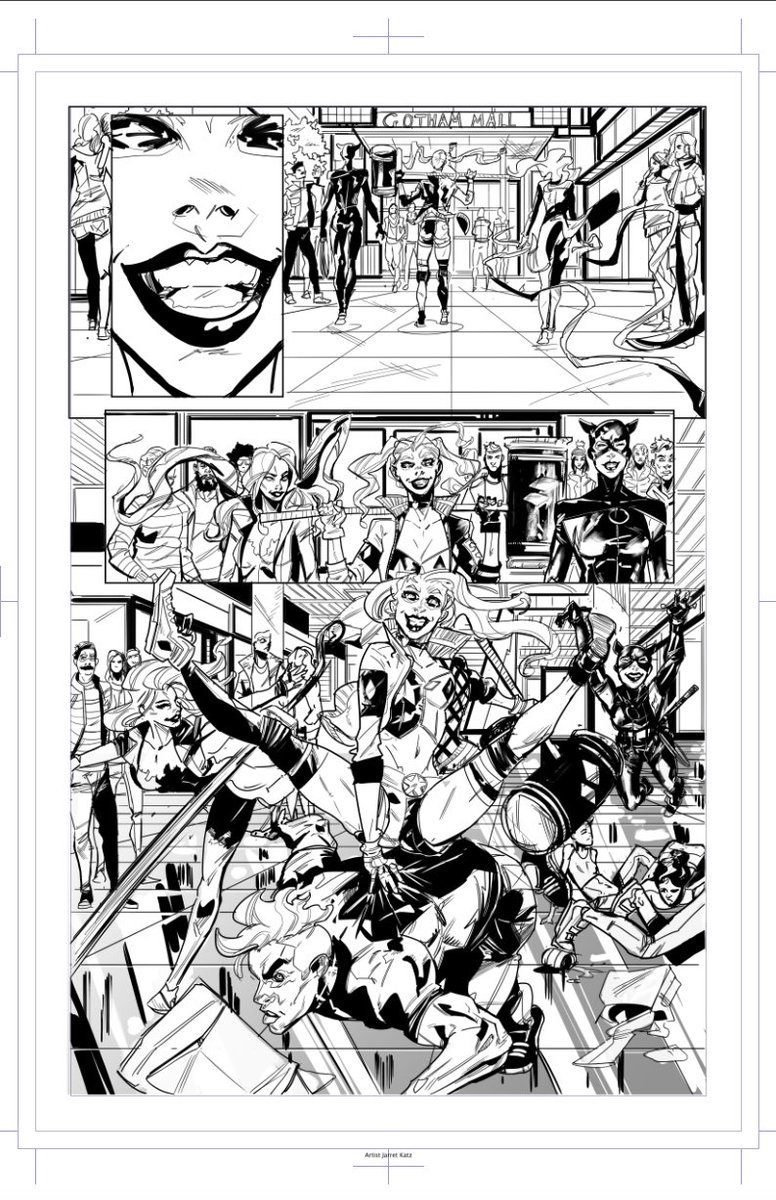jkatzstudio's tweet photo. First four pages of @DCComics #harleyquinn sample #harleyquinnbirdsofprey #gothemsirens @RetweetDc @thedcnation @JimLee #workingfromhome #comics #comicbooks #comicartist #flash #posionivy #Catwoman #Batman #gothem #dcp #DCUHarleyQuinn #drawings #drawingoftheday #ComicCon https://t.co/uPB0yfim8T