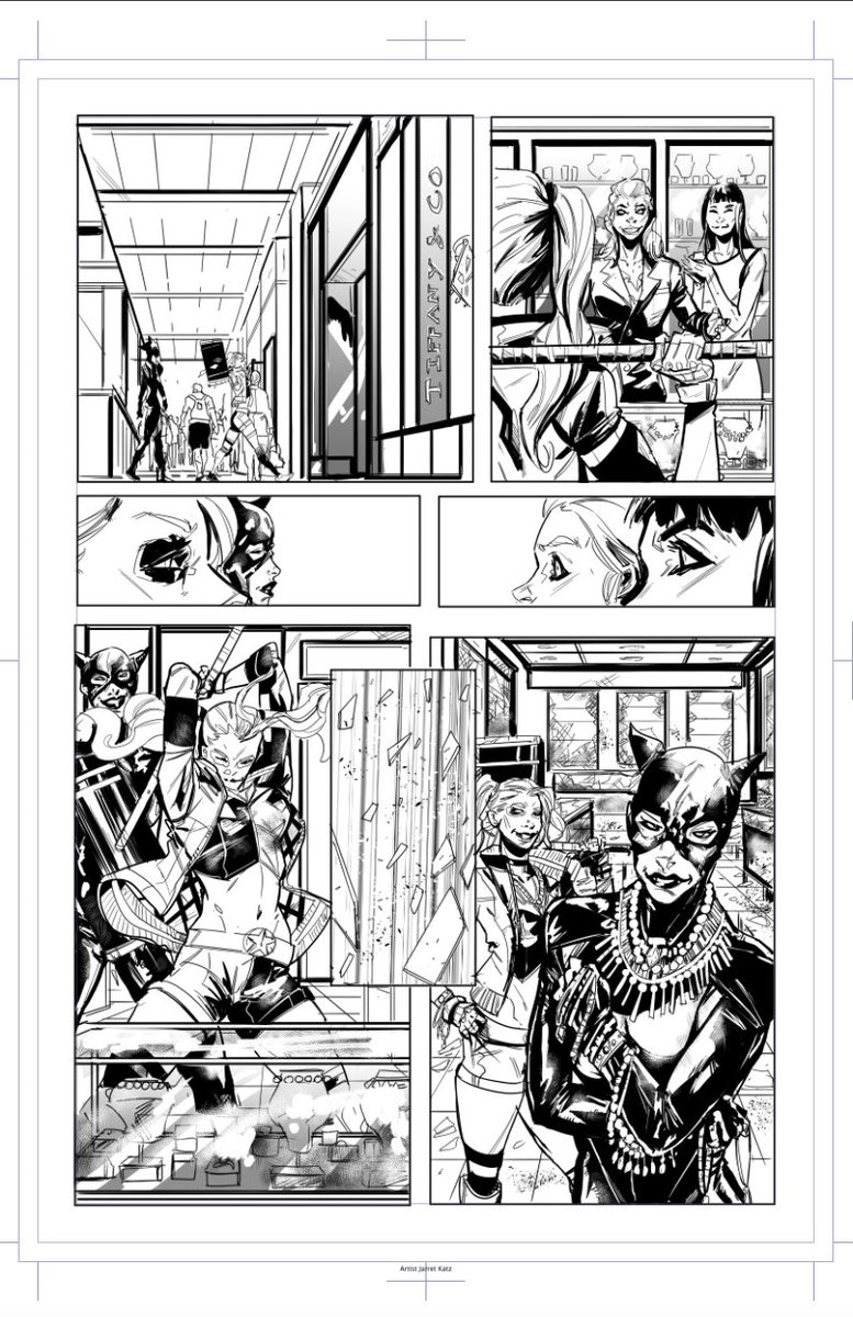 jkatzstudio's tweet photo. First four pages of @DCComics #harleyquinn sample #harleyquinnbirdsofprey #gothemsirens @RetweetDc @thedcnation @JimLee #workingfromhome #comics #comicbooks #comicartist #flash #posionivy #Catwoman #Batman #gothem #dcp #DCUHarleyQuinn #drawings #drawingoftheday #ComicCon https://t.co/uPB0yfim8T