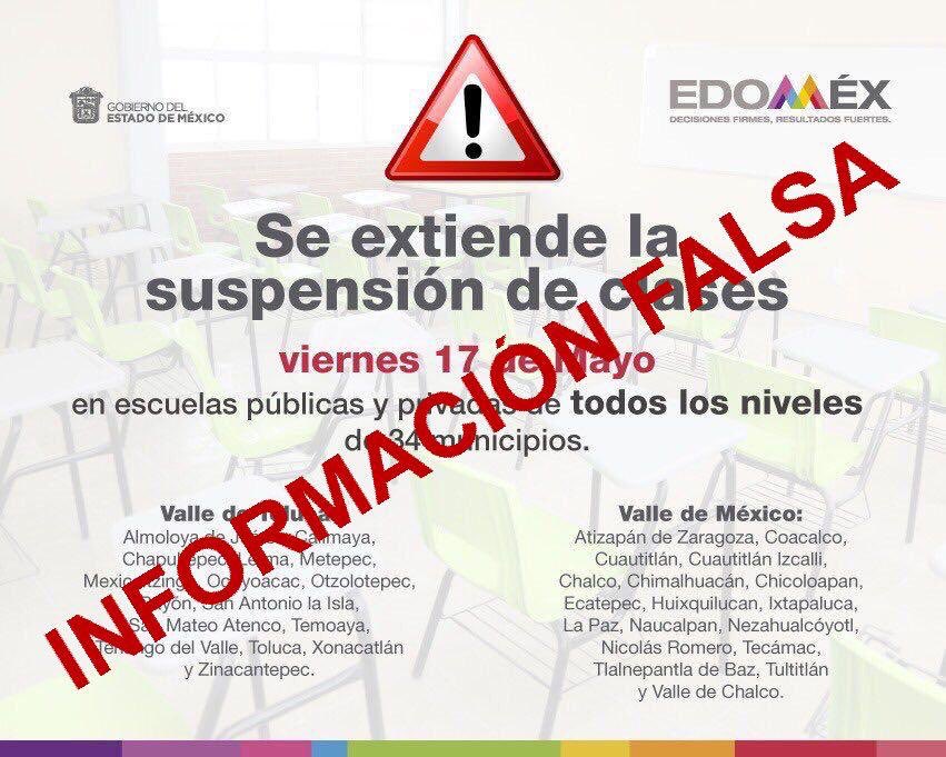 SeducEdoMex's tweet photo. Evitemos la desinformación que genere preocupación e inquietud en las familias. La suspensión de clases es del 20 de marzo al 20 de abril. https://t.co/tkDh89JNRe