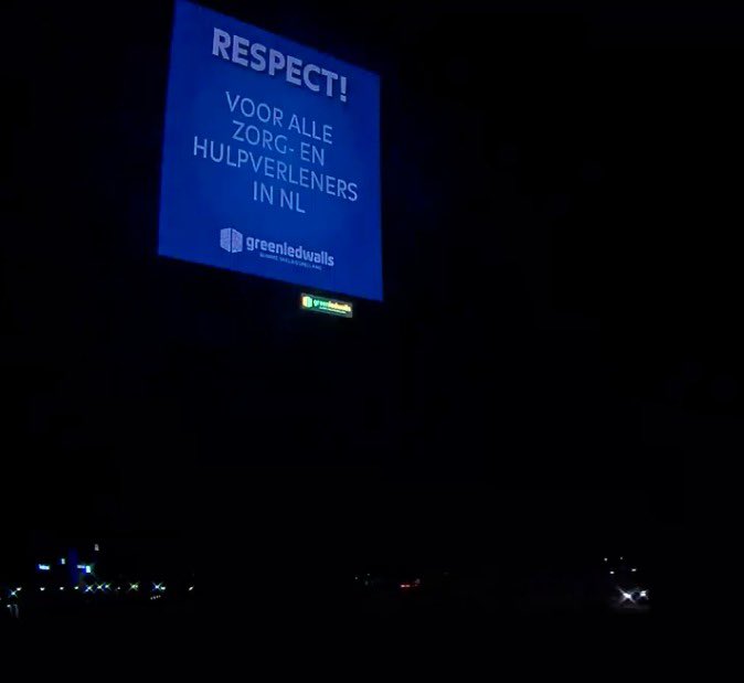 RT = respect voor alle zorg- en hulpverleners in Nederland welke live op onze digitale reclamemast te zien momenteel voor alle passanten op de A28 bij Assen #greenledwalls #coronavirus #coronanederland