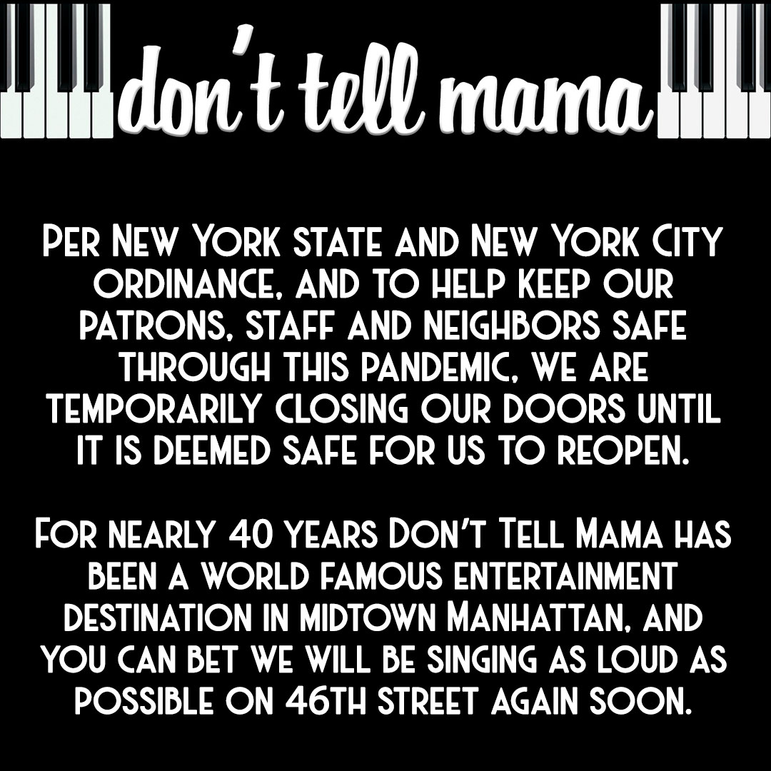 Per New York state and New York City ordinance, and to help keep our patrons, staff and neighbors safe through this pandemic, we are temporarily closing our doors until it is deemed safe for us to reopen.