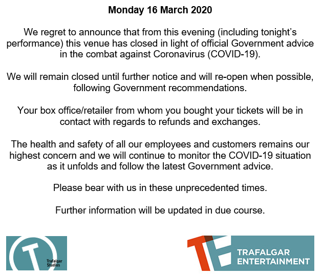 TrafTheatre's tweet photo. THEATRE CLOSURE https://t.co/dUovKm26FS