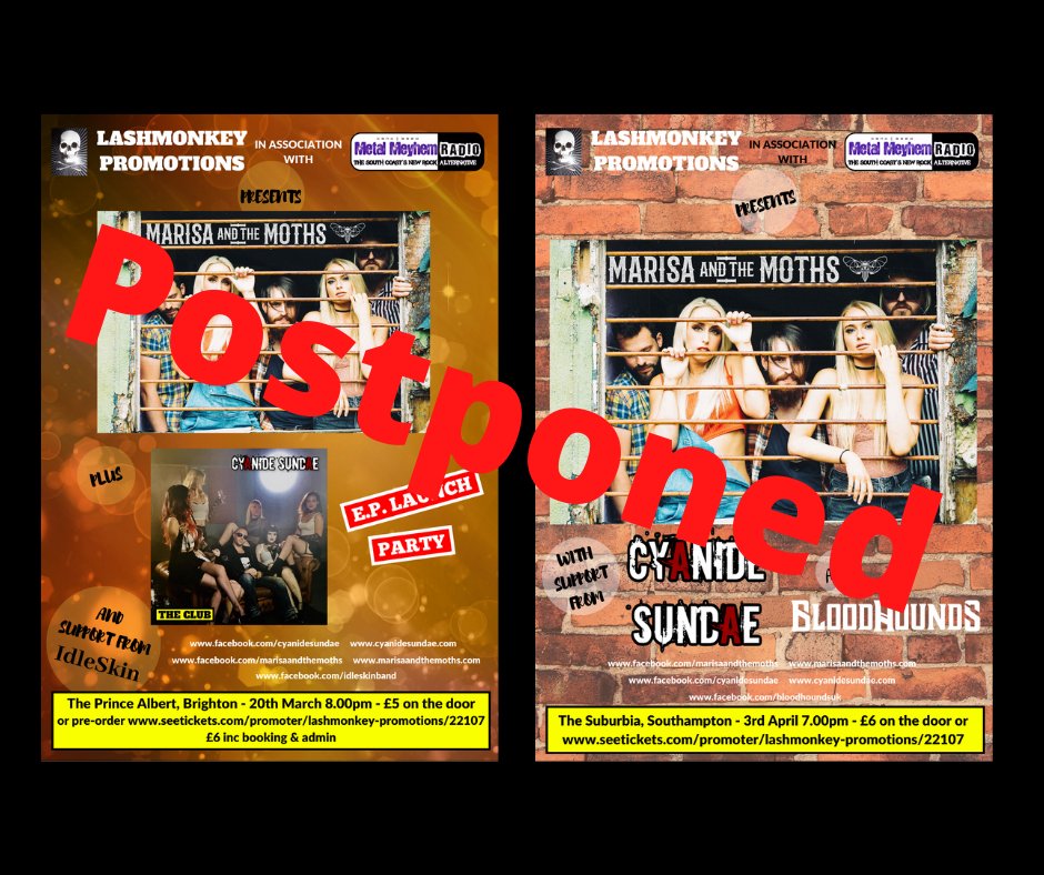 LashmonkeyP's tweet image. It is with great regret that we've had to do this. Truly an awful situation, but it's about doing the responsible thing. Both events will be re-scheduled. See Tickets will give all ticket holders option for refund or can hang onto your ticket for re-scheduled date.