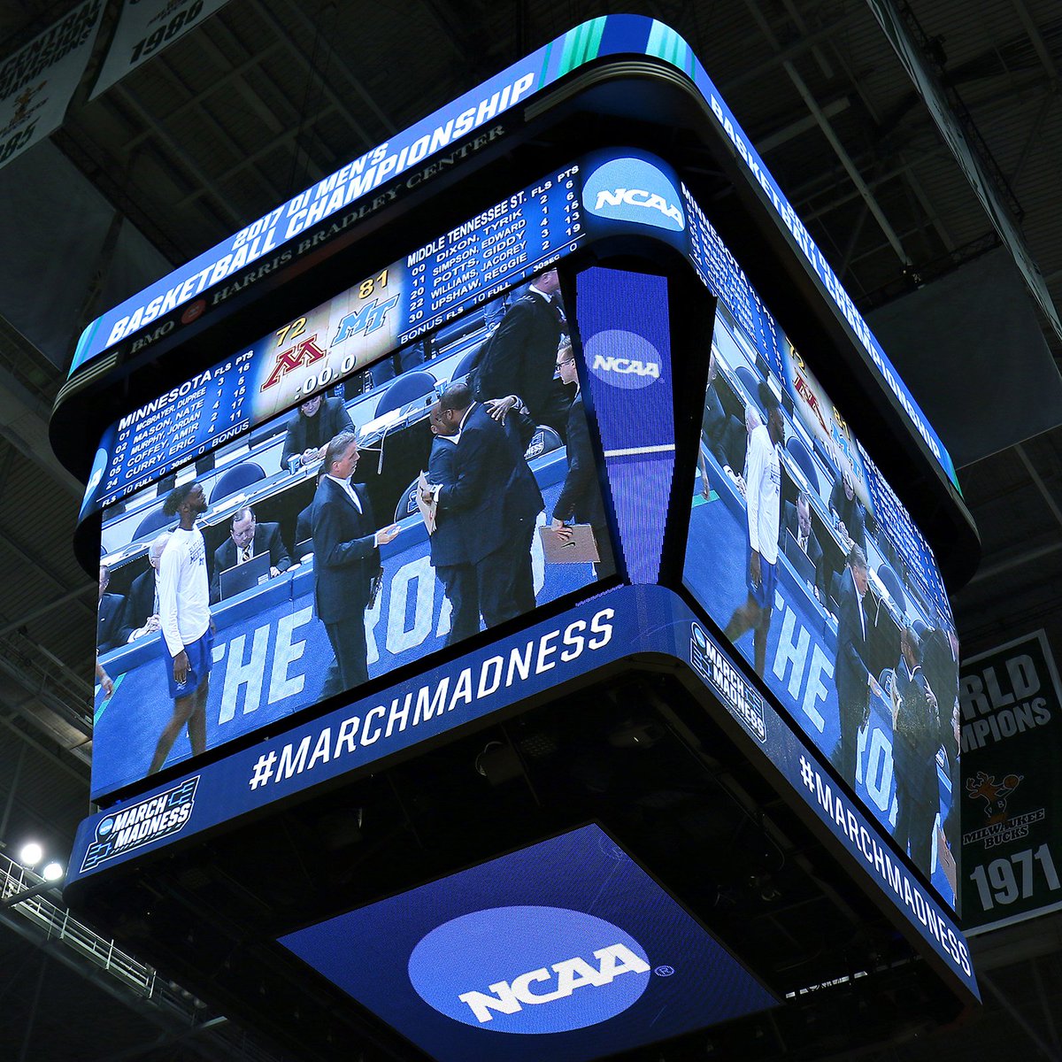 MT_MBB's tweet photo. Three years ago today Middle Tennessee knocked off No. 5 seed Minnesota in the NCAA Tournament!

Where were you at when the Blue Raiders took down the Gophers? 

#BlueRaiders 🔵⚪️⚡️ https://t.co/4oSq1Yz4mZ