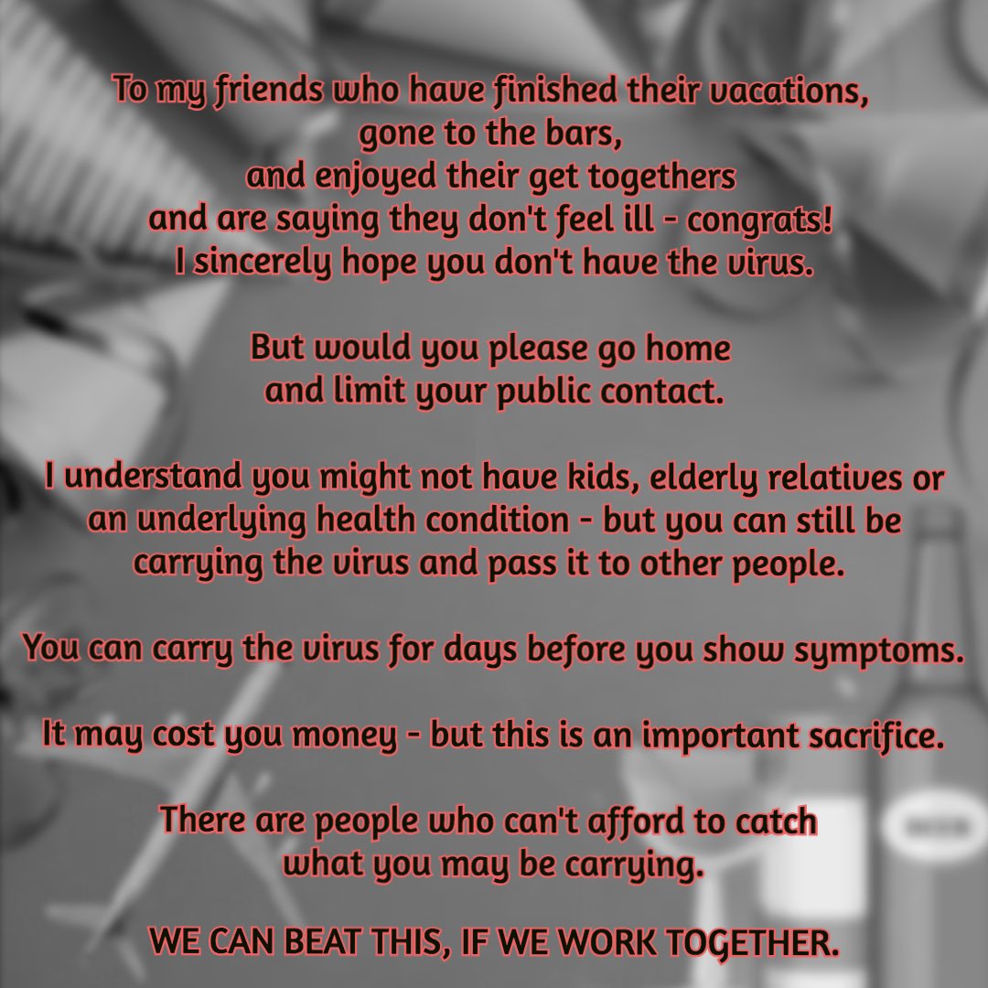 davidditmore's tweet image. It’s time to think of others who could be at risk. Please share. 
—
#socialdistancing #othersmatter #healthbeforewealth #wecanbeatthisifweworktogether