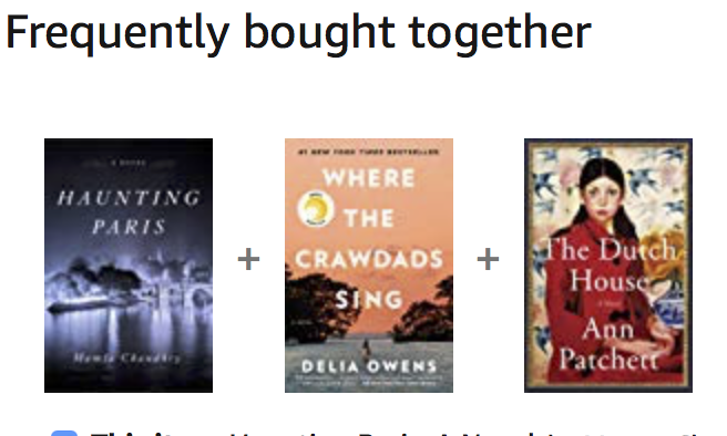 An online retailer says HAUNTING PARIS is "Frequently bought together" with these books. Frequently, my eye! Happy to be in the company of bestsellers, in any case. Maybe it will rub off. But PLEASE buy my book and any others from your local independent bookseller.  @indiebound