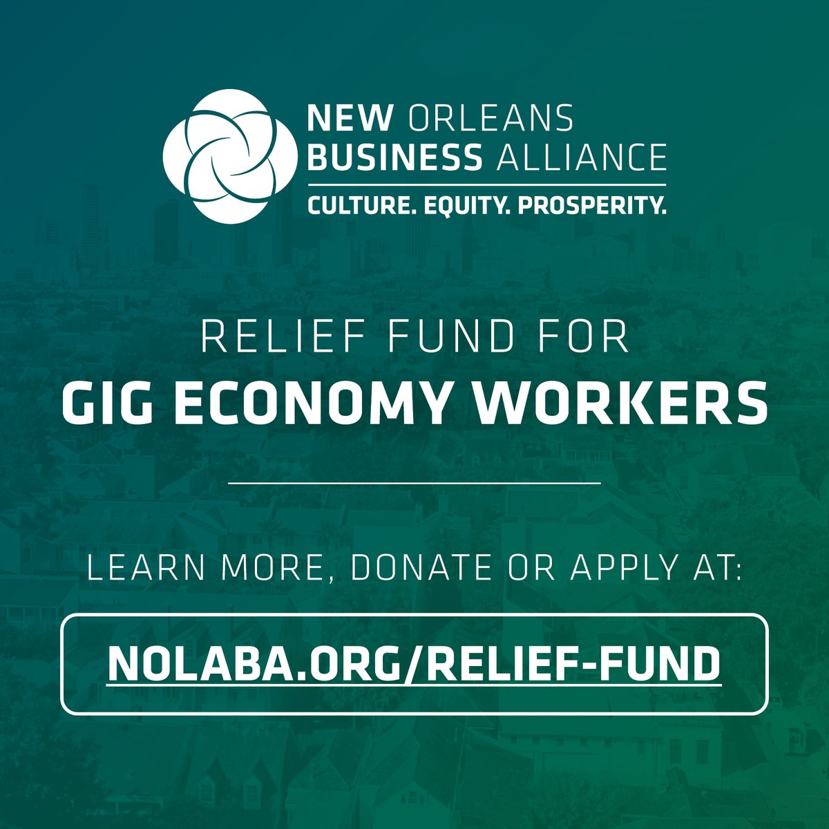 NOLABA has committed the initial $100,000 and we encourage all local business leaders to join us. To learn more, donate or apply, please visit nolaba.org/relief-fund/!