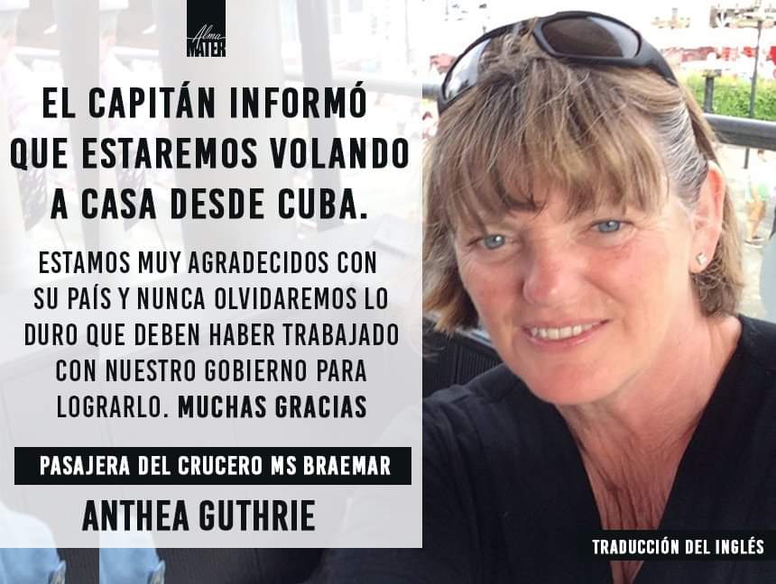 Resultado de imagem para MS Braemar com casos de coronavírus, Anthea Guthrie, agradeceu aos cubanos