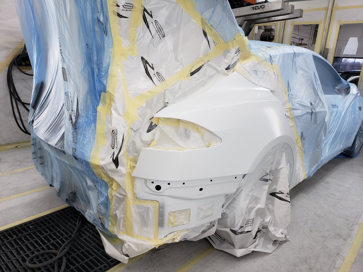 NorthStateCus's tweet image. Happy Monday Twitter! What's in your paint booth? #tesla #model3 #prepaint #postpaint #revo #infared #3stagepaint #northstatecustom #northstateautobahn #authorized #paintprofessionals #est1970