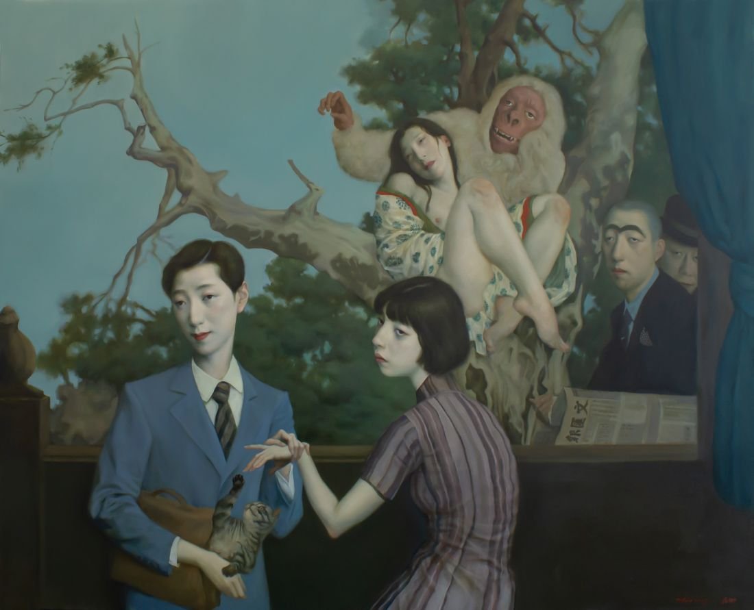 Jeffrey Chong Wang paints gorgeously and his subjects are poignant, surreal, and satirical all at once. On Instagram at  https://www.instagram.com/jeffrey_chong_wang/
