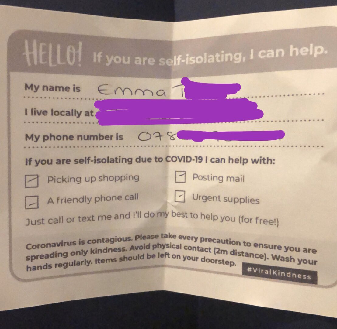 Got home this evening to find this posted through the door. Lovely reminder of the good in the world #viralkindness