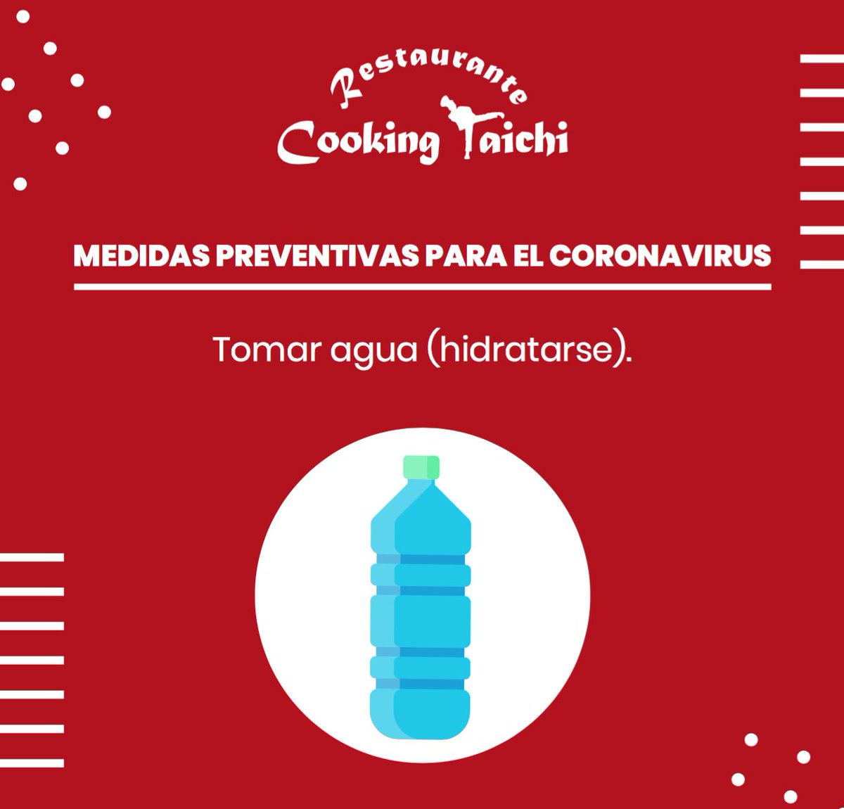CookingTaichi's tweet image. Estas son algunas de las medidas que tenemos que realizar para prevenir el #CoronaVirus.

¡Recordemos aplicarlas en todo momento!