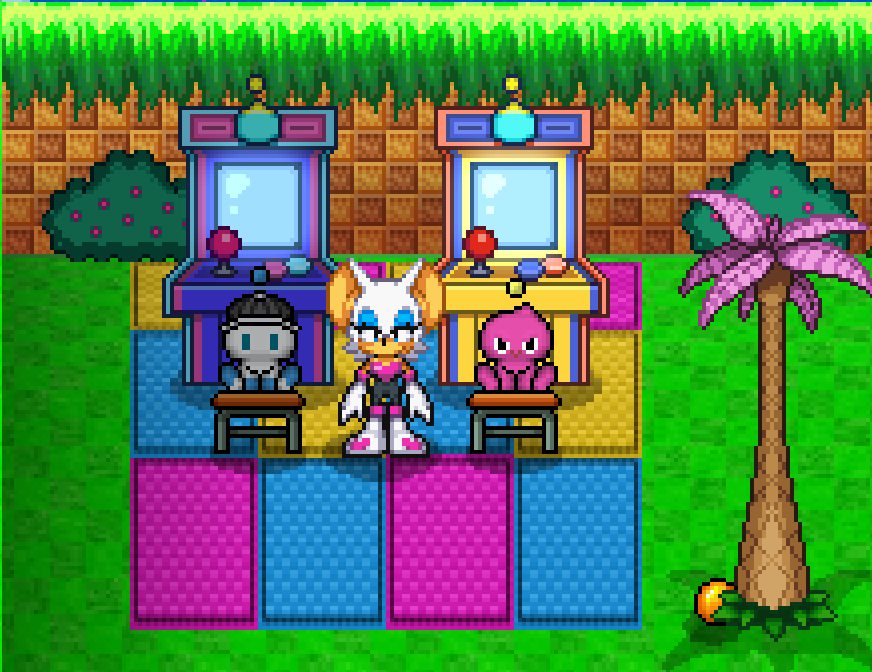 Already having an amazing time with <a href="/chaorisland/">Chao Resort Island🌺</a> 's new update! Made myself a little arcade set up! ^w^ The boys are now training to become super gamers!