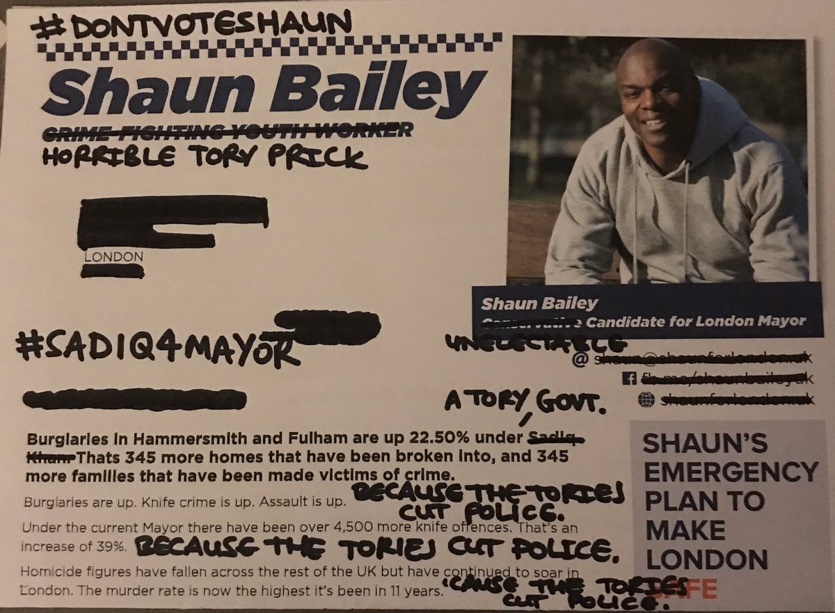 MoMoAVFC's tweet photo. Dear @ShaunBaileyUK, guess what you can do with this...we’ll stick with @SadiqKhan thanks. #MulticulturalLondon #ShaunHatesMulticulturalLondon #DontVoteShaun #Sadiq4Mayor #LondonAsOne #ToryCuts https://t.co/DRX5taT2be